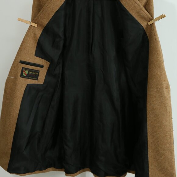 Zara Woman Camel Shetland Wool Long Coat Tailored Blazer Jacket Wool Blend small - Picture 4 of 9